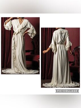 HOPELESS ROMANTIC Women’s Ivory Robe CHRISTINE’S DRESSING GOWN Victorian Sz S/M